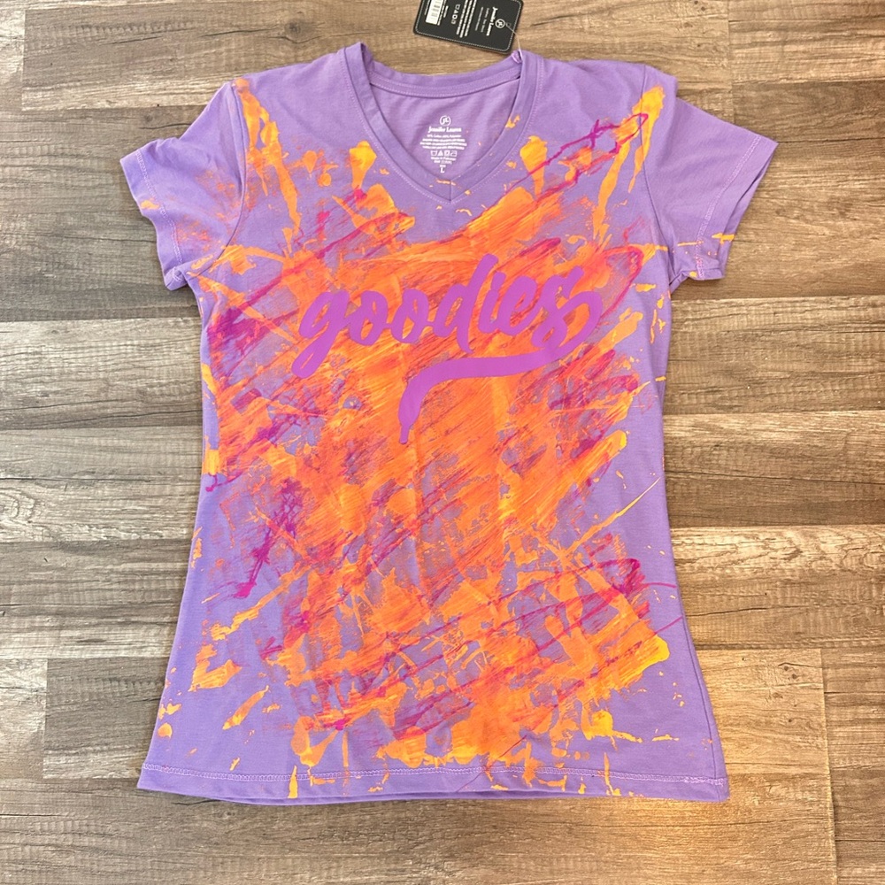 Women's Purple Paint-Splash V-Neck Tee